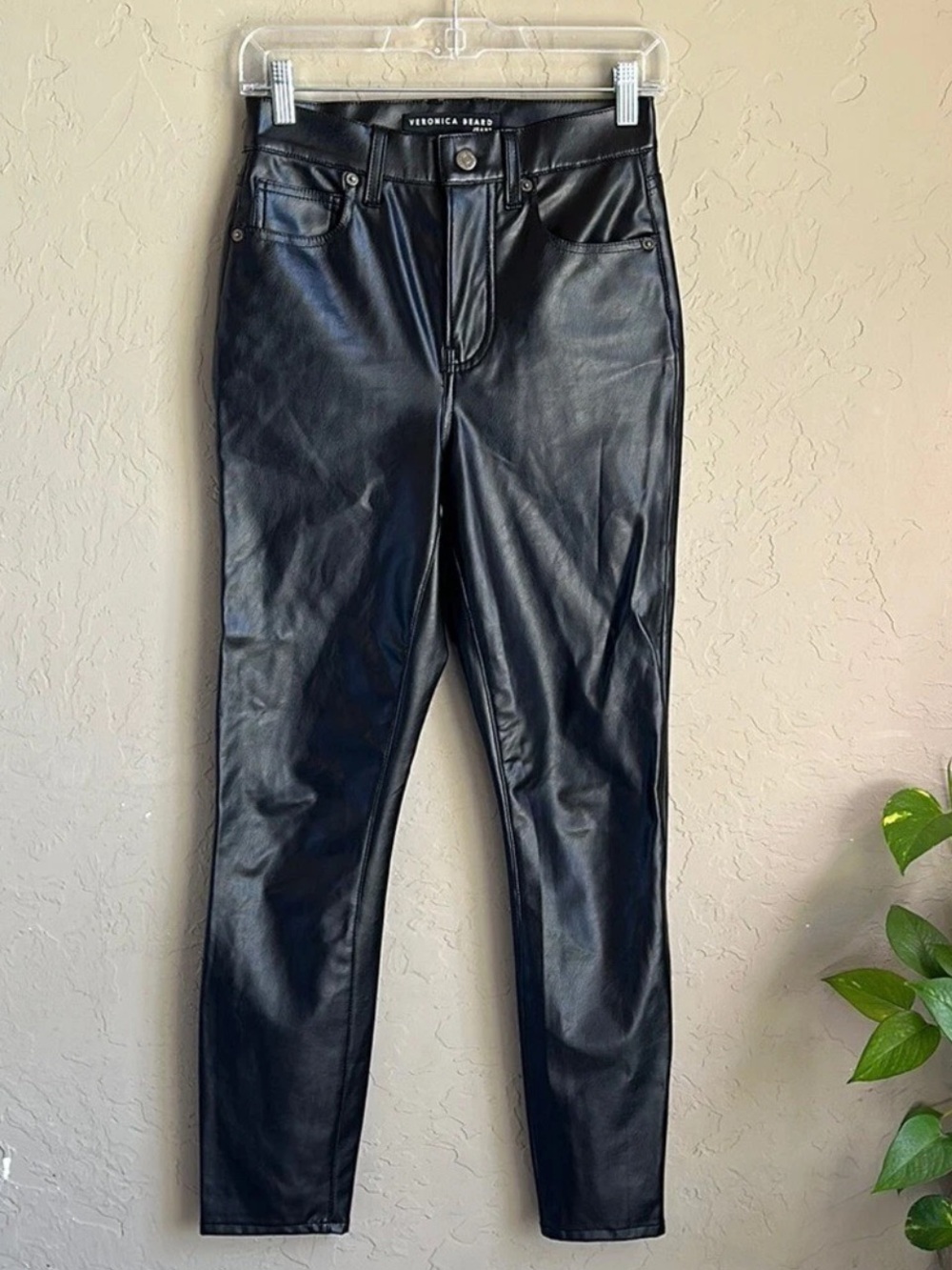 Veronica Beard Black Women's Jeans faux leather pant size 26